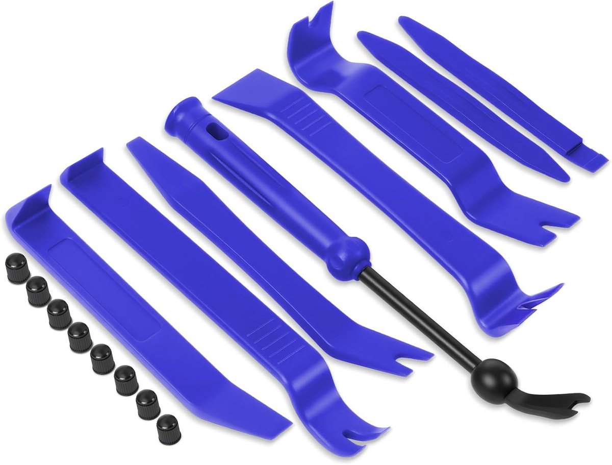 flintronic Set voor verwijderen van accessoires auto, voor autoradio, deur, dashboard, plastic tools, paneel, dashboard, interieur, reparatie, mechanische paneellichter, 16-delig, rood