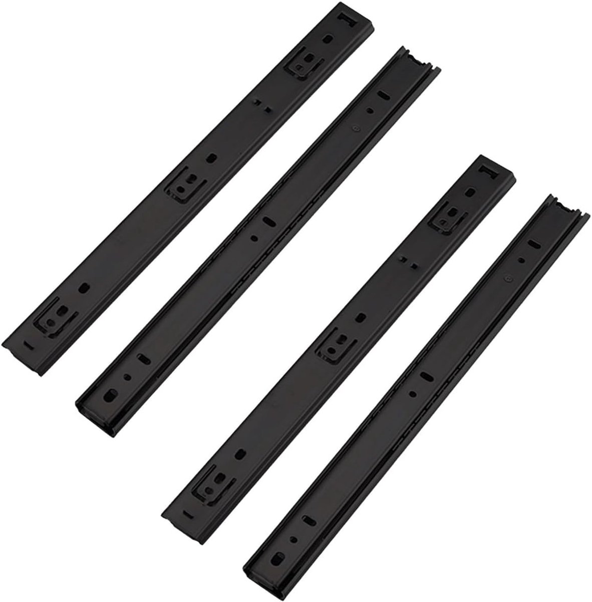 2 paar (4 stuks) Heavy Duty 27 mm en 400 mm ladegeleiders, kogellagers, stalen ladegeleiders, kast glijdende verlenging, keukenbureauraillopers, zwart