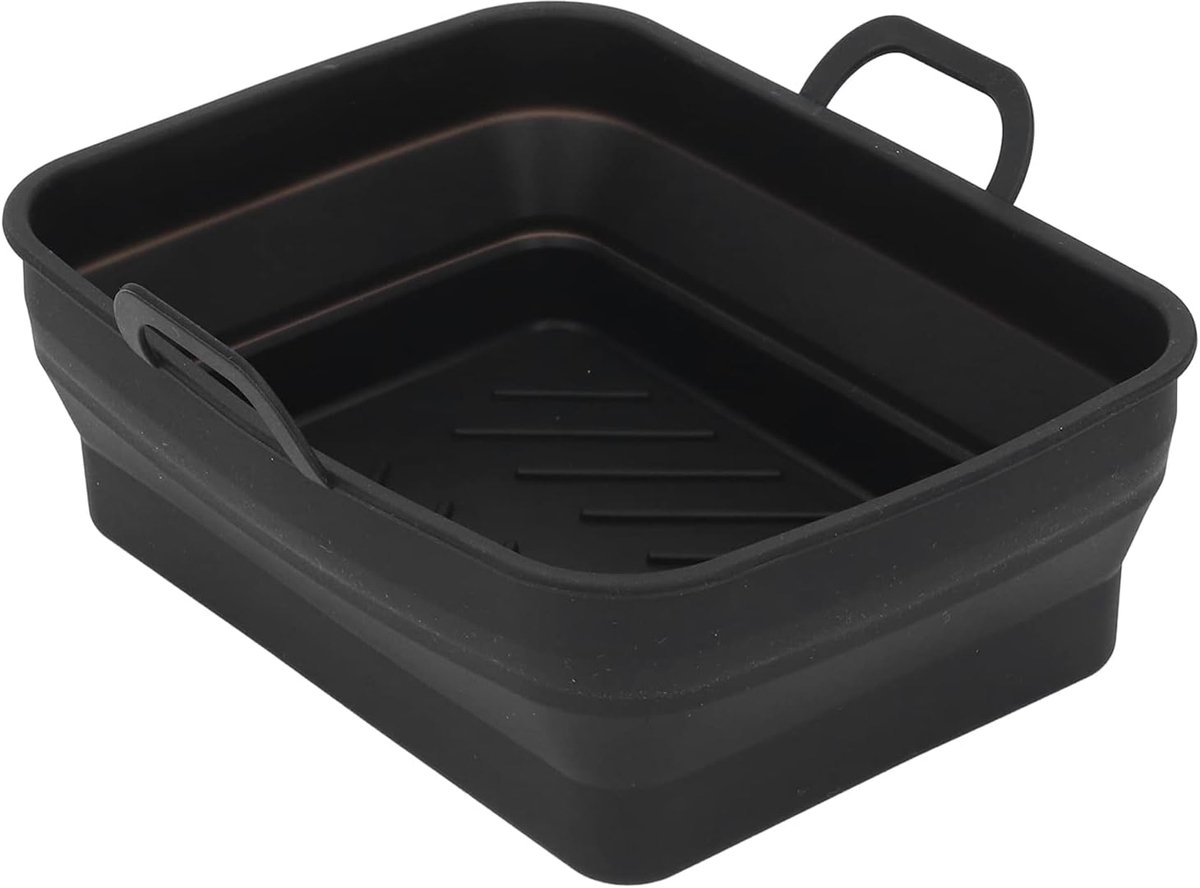 Siliconen Air Cooker Pot Rechthoekige Fryer Liner Tray Vervanging, Zwart Siliconen Koken Accory voor Air Fryer, 24 x 18 cm