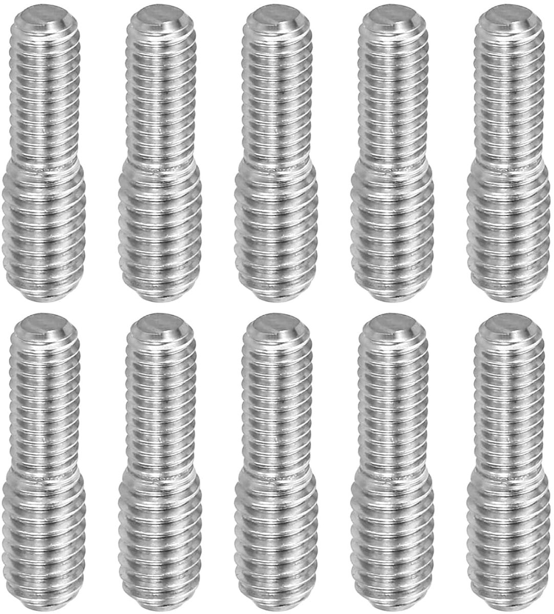 10 stuks M5 x 10 mm naar M6 x 10 mm dubbel uiteinde schroefbouten, staanbouten van roestvrij staal 304, bouten, schroefstang met dubbele kop, bouten schroefstangen (M5 tot M6)