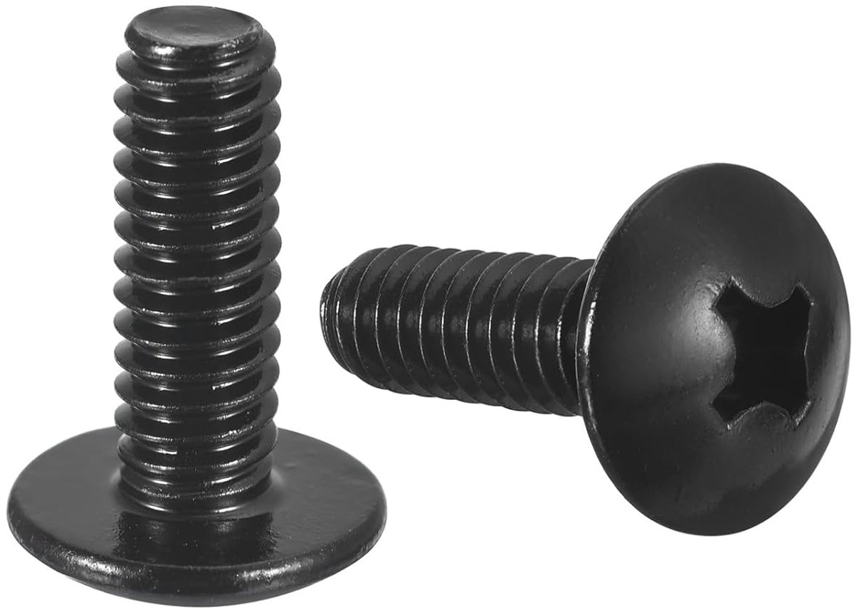 20 stuks 1/4-20 x 3/4" lenskop-Phillips-machineschroeven, volledige schroefdraad ronde kopschroeven, Phillips-aandrijving, 304 roestvrij stalen kruiskop platte kop, zwarte oxide-afwerking