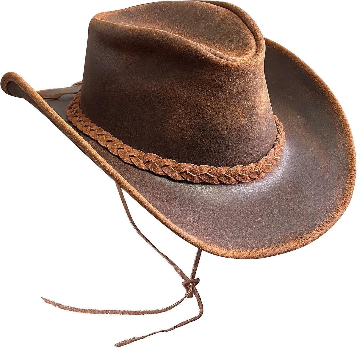 Lederen cowboyhoed voor mannen vrouwen handgemaakte westerse vormbare brede rand duurzame cowgirl outback hoed bruin