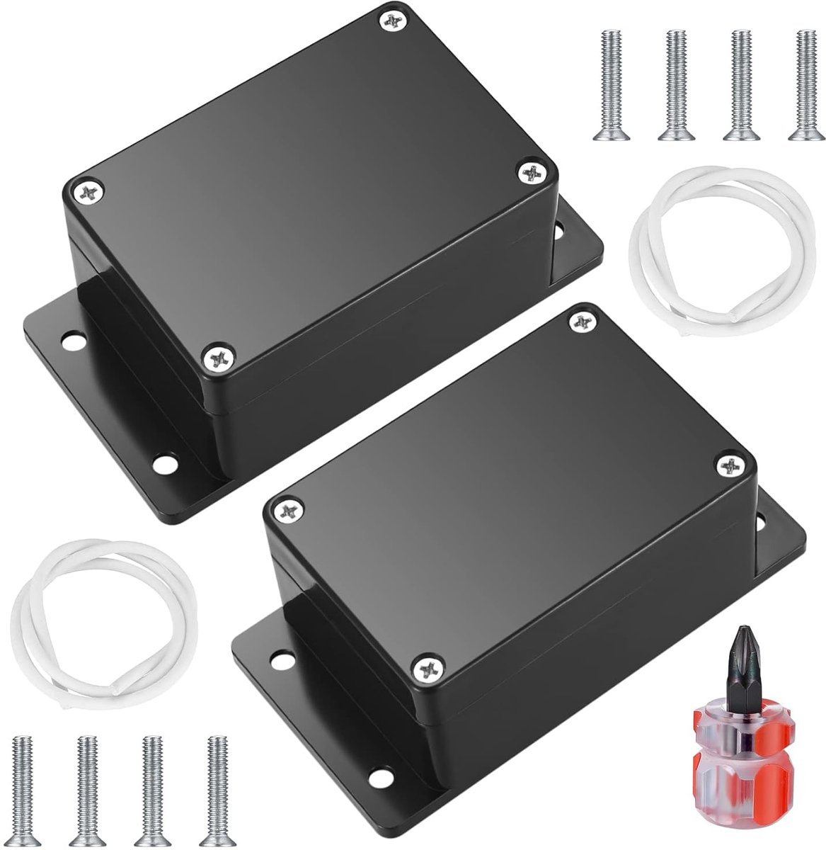 2 stuks aansluitdoos waterdichte IP65, elektronische projectdoos behuizing behuizing, elektrische aansluitdoos elektronica met vast oor compatibel met elektronisch project - zwart