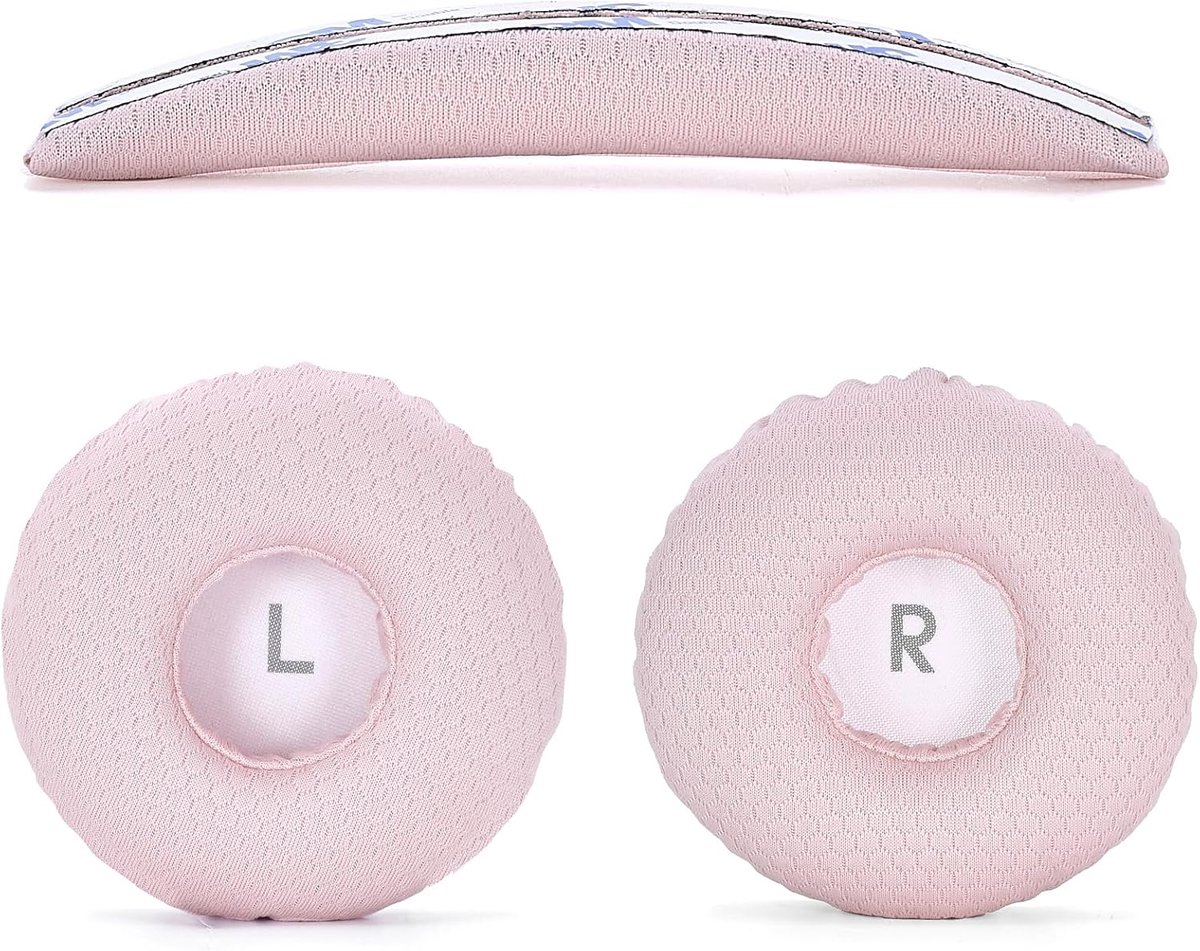 Oorkussens van gaasstof + hoofdband compatibel met JBL Tune 600 (T600BTNC 600BTNC)/660 (T660NC 660NC)/670 (T670NC 670NC) hoofdtelefoon (roze)