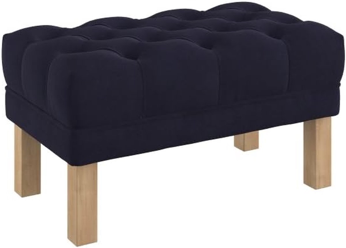 Ottomaan met Knopen - Voetenbank Stool - Zitcomfort Creëren - Stof met Vlekbestendigheid - 80 cm breed - Donkerblauw