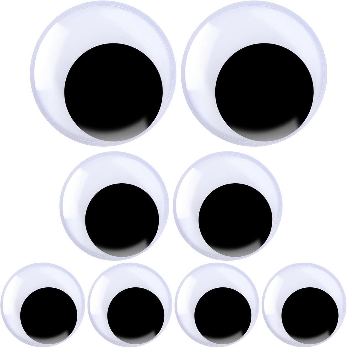 8 stuks Wiggle Googly Eyes Grote Zelfklevende Ambachten Zwart en Wit Plastic Giant Wiggle Googly Eyes Stickers 3.15, 3.94, 1.97 Inch
