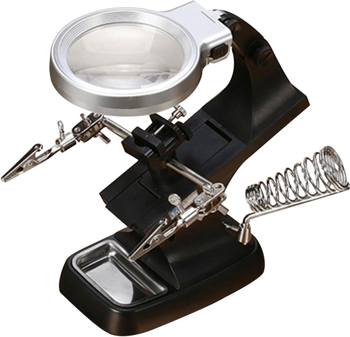 Soldeerbout Vergrootglas 3X 4,5X Vergroting met 10 LED-verlichting Hoog Transparant Lens Metaal Hulpklem Stabiliteit Elektronische Reparatie Zwart