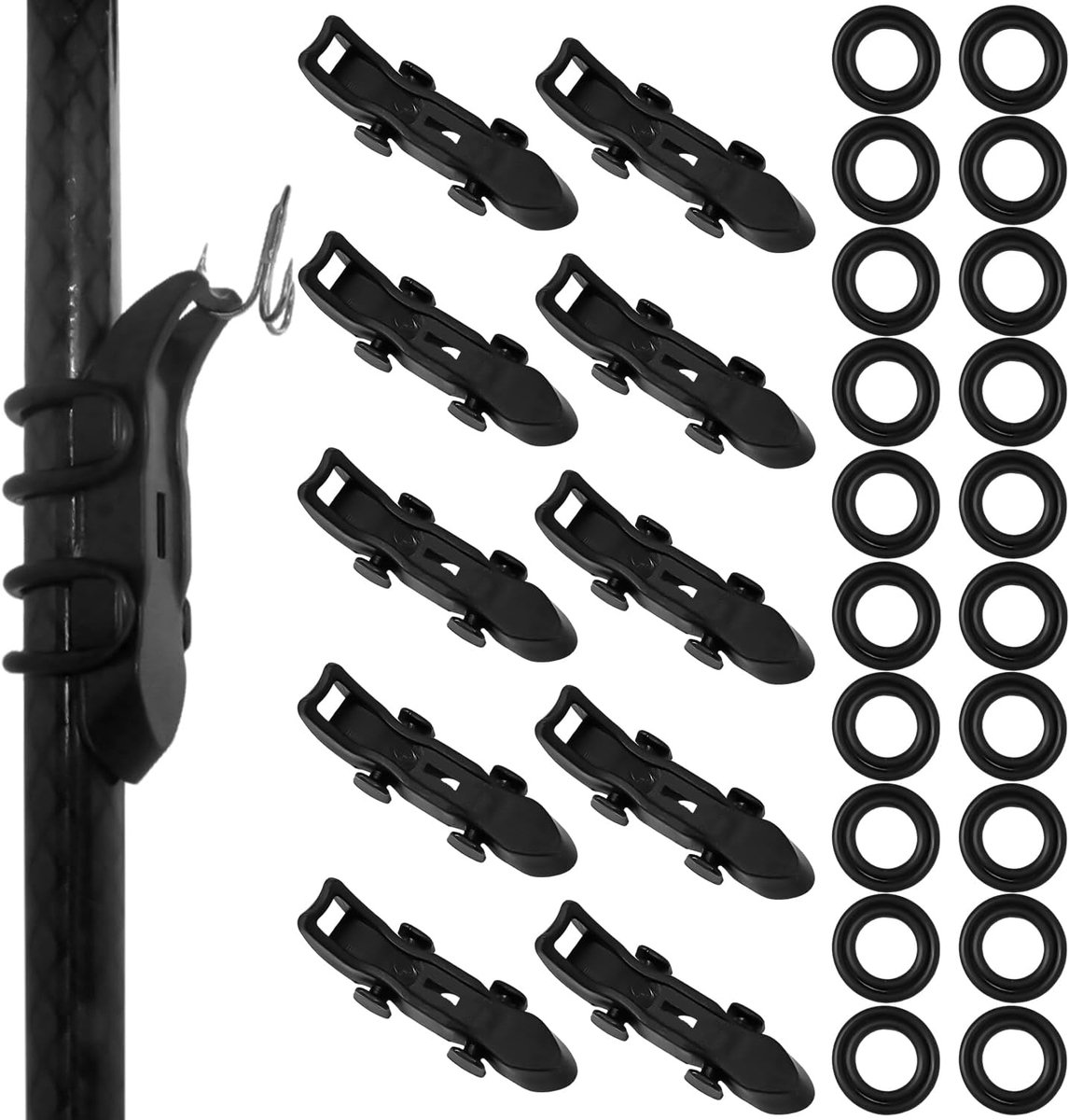 10 Stuks Magnetische Vishaak-Houders - Haakhouders met Rubberen Ringen in 2 Maten - Praktisch en Duurzaam Visgerei voor Kunstaasorganisatie