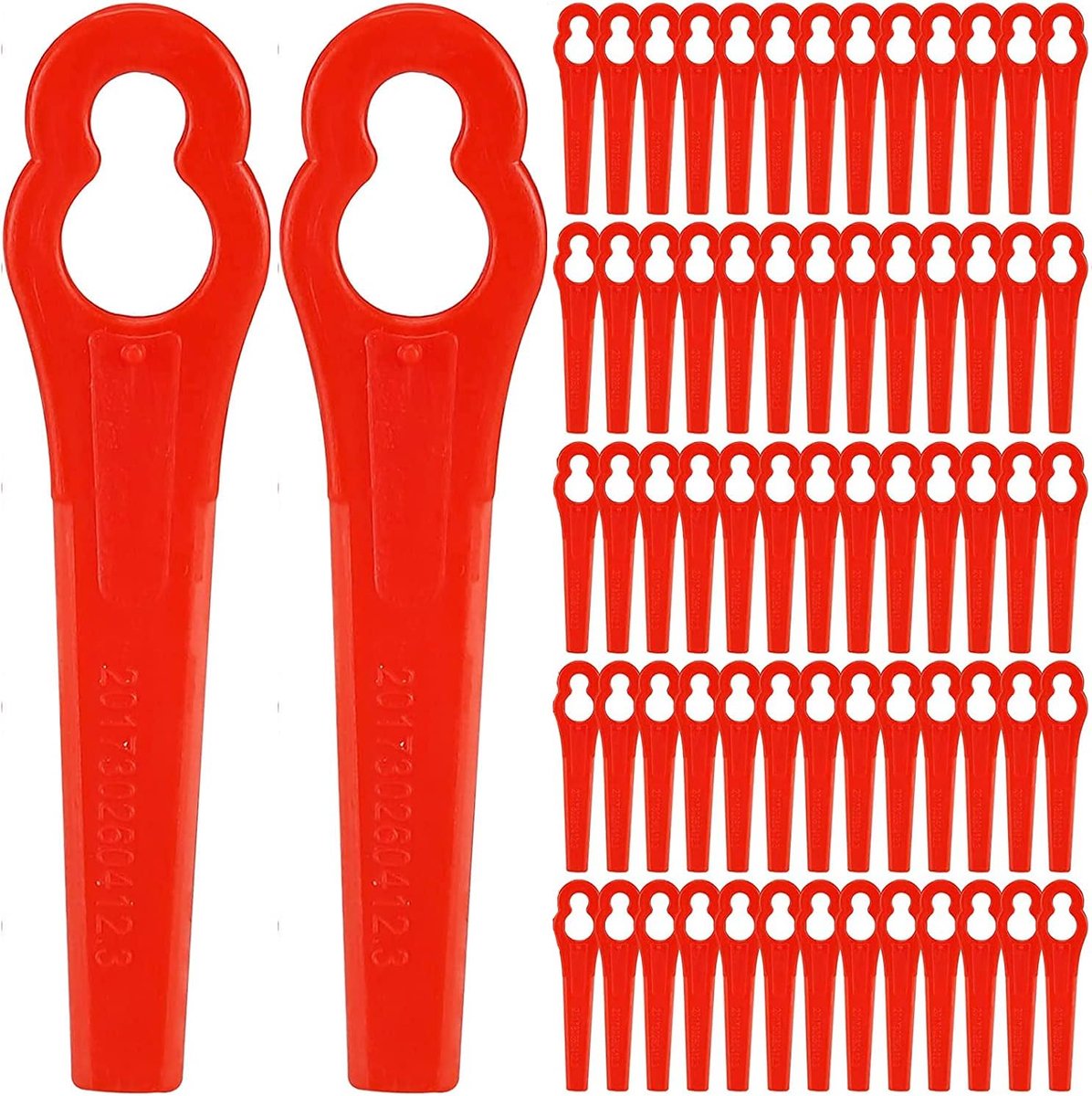 Messen voor grastrimmer, 120 stuks, voor grastrimmer, accu-grastrimmer, kunststof mes, trimmer, mes voor accu-grastrimmer, rood