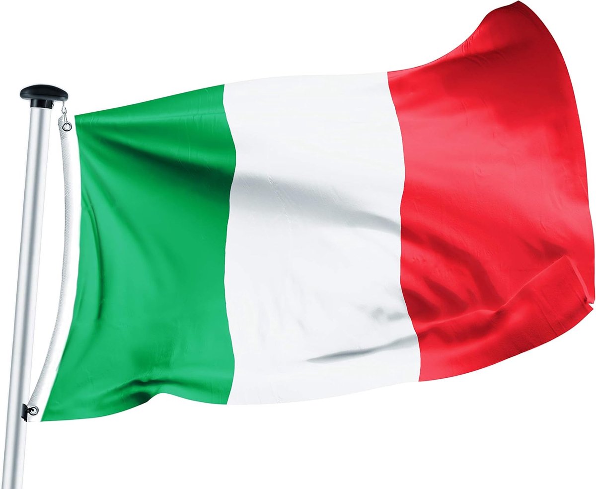 vlag 100 x 150 cm met oogjes – hoogwaardig scheepsvlaggenstof, 160 g/m² – zeer lange levensduur, robuust en weerbestendig, vlag Italië