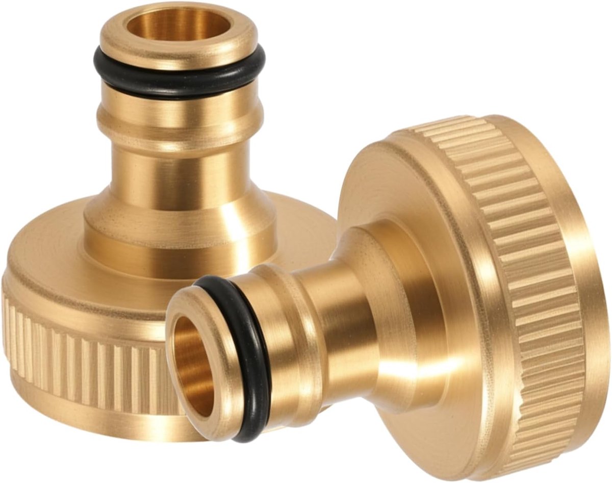 2 x messing kraanaansluiting 1/2 inch voor Gardena slangaansluitingen | Ø 21 mm slangaansluiting kraanadapter voor Gardena, binnendraad snelkoppeling voor kranen voor tuinirrigatie