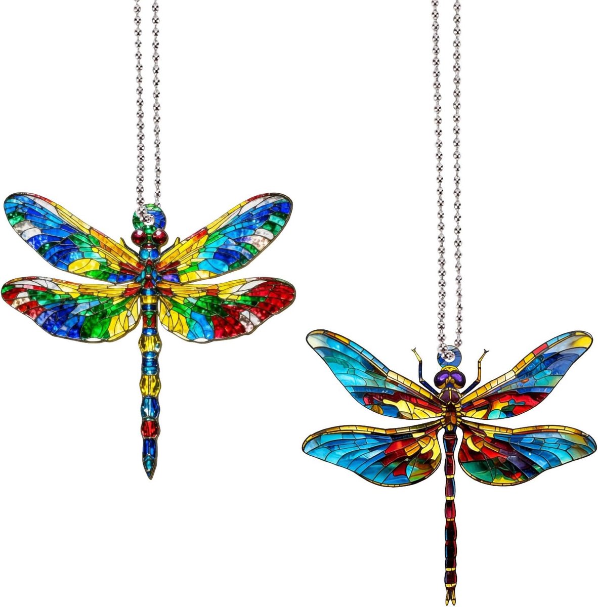 2 Stks Libelle Geschenken Decor voor Vrouwen Kleurrijke Suncatcher Acryl Libelle Ornament Venster Kerstboom Auto Achteruitkijkspiegel Opknoping Decoraties Hangers Geschenken voor Vrienden