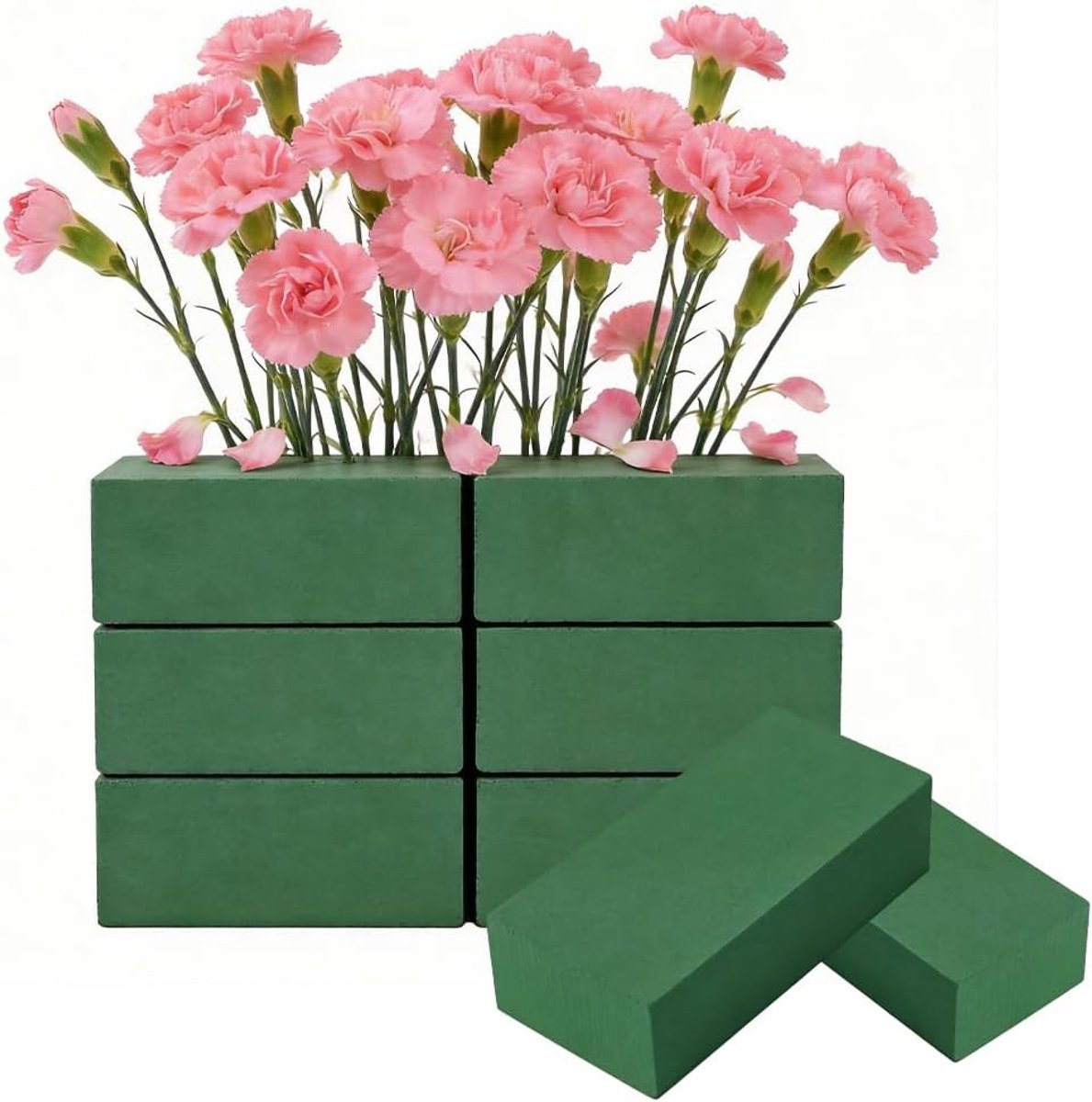 Schuim, 14 x 8 x 4 cm, schuim voor bloemen, groen, schuim, bloemenschuim, bloemenschuim, bloemenspons, schuimblok voor kunstbloemen, bruiloft, bloemisterij, feestjes