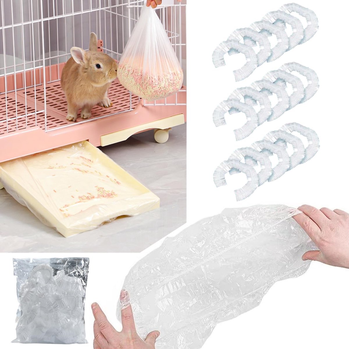 50 stuks konijnen-pipi-mat, wegwerp-kooifolie, folie voor kooi, hazenkooi-inleg, wegwerpfolie, wegwerpluiers voor cavia's, konijnen, hamsters, chinchilla's, 90 x 60 cm