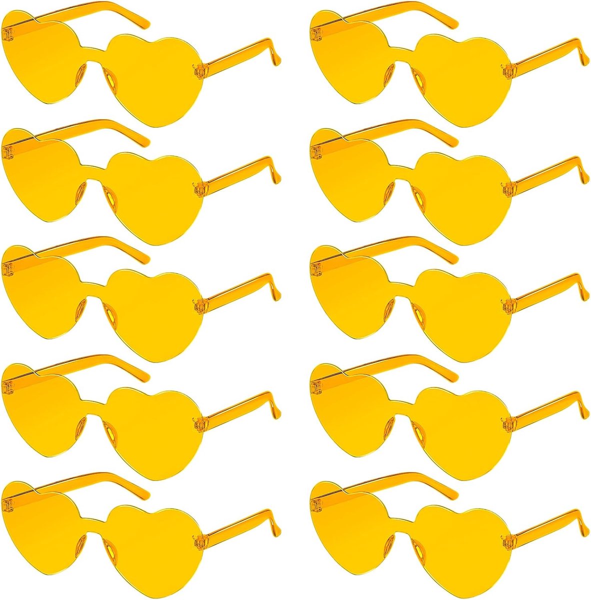 Hartglazen - 10 stuks randloze liefde hartvormige zonnebril gekleurde feestbril multipack kleurrijke mode funky brillen voor vrouwen mannen