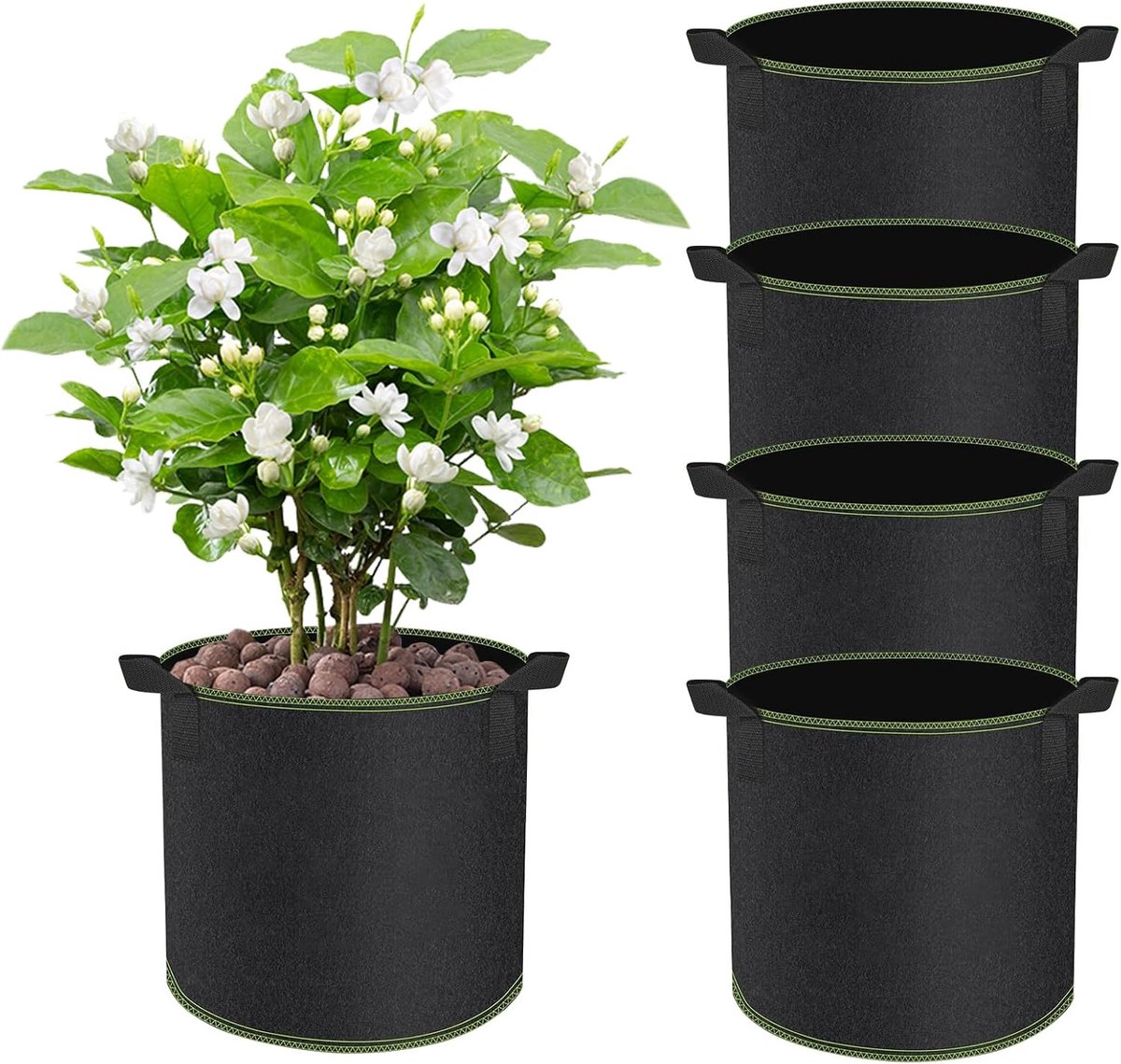 4 stuks 20L plantzak, non-woven plantzak met hengsels voor aardappelen, tomaten en aardbeien, voor balkon terras kas & tuin - 5 gallons