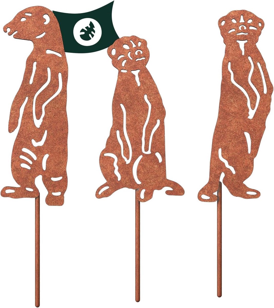 Aardmannetje Tuindecoratie Roest - Set Aardmannetje Figuren met Roestpatina - Tuinstekker Roest - Tuindecoratie Aardmannetje van Stevig Ijzer - Roestdecoratie voor Tuin, Balkon & Terras