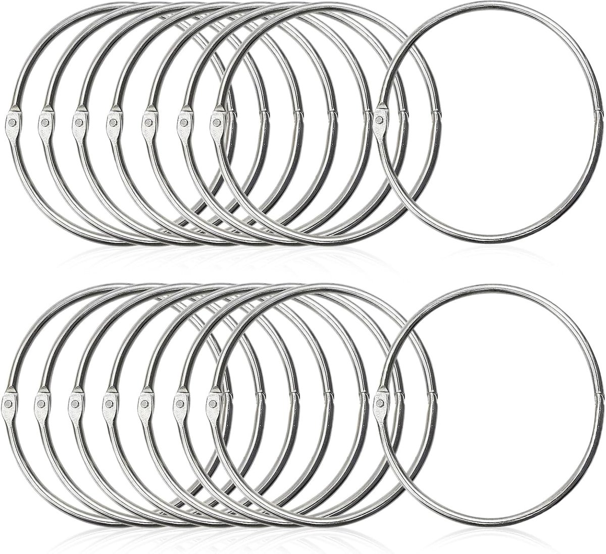 20 stuks goederenringen, sleutelringen, boekbinderringen met open diameter van 80 mm, metalen ring, roestvrij staal, douchegordijnringen voor sleutels, gordijnstangen