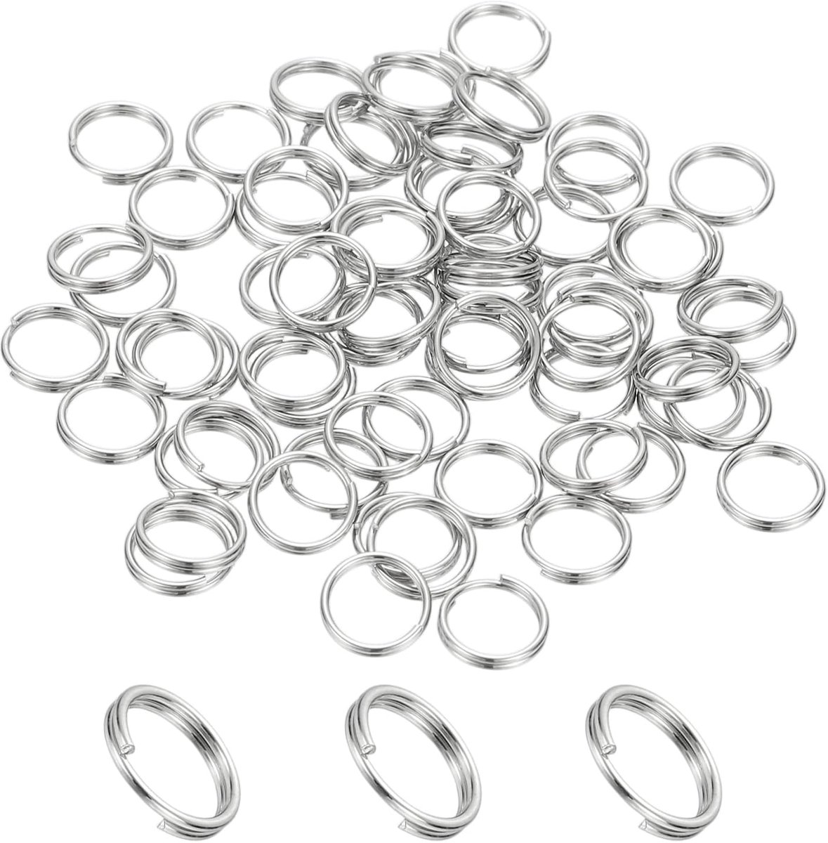 Ronde splitring, 60 stuks 7 mm kleine splitringen met dubbele lussen, metalen kleine sleutelring voor sleutelhangers, sieraden maken, doe-het-zelf ambachten, ornamenten, accessoires, hangers