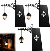 Bibliotheeklantaarn - 3 stuks - Boekensteun metaal - met Vintage Hanglamp - Retro Leesnachtlampj - Decoratieve Boekenhouders - cadeau voor boekenliefhebbers - zwart