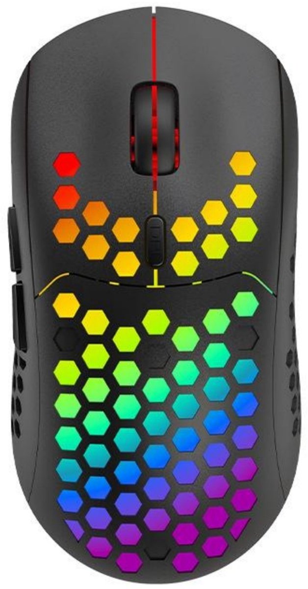 SSTRWGOOD Draadloze Gamingmuis - RGB Verlichting - Ultralicht Met Honeycomb Design - 3200DPI - 2.4G Wireless - Geschikt voor PC en Laptop - ABS Materiaal - 12.5x6.4cm