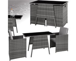 Wicker zitgroep - Buitenmeubilair lounge set - Ontspannen buiten zitten - Ruimtebesparend inklapbaar - Voor 2 personen - Grijs