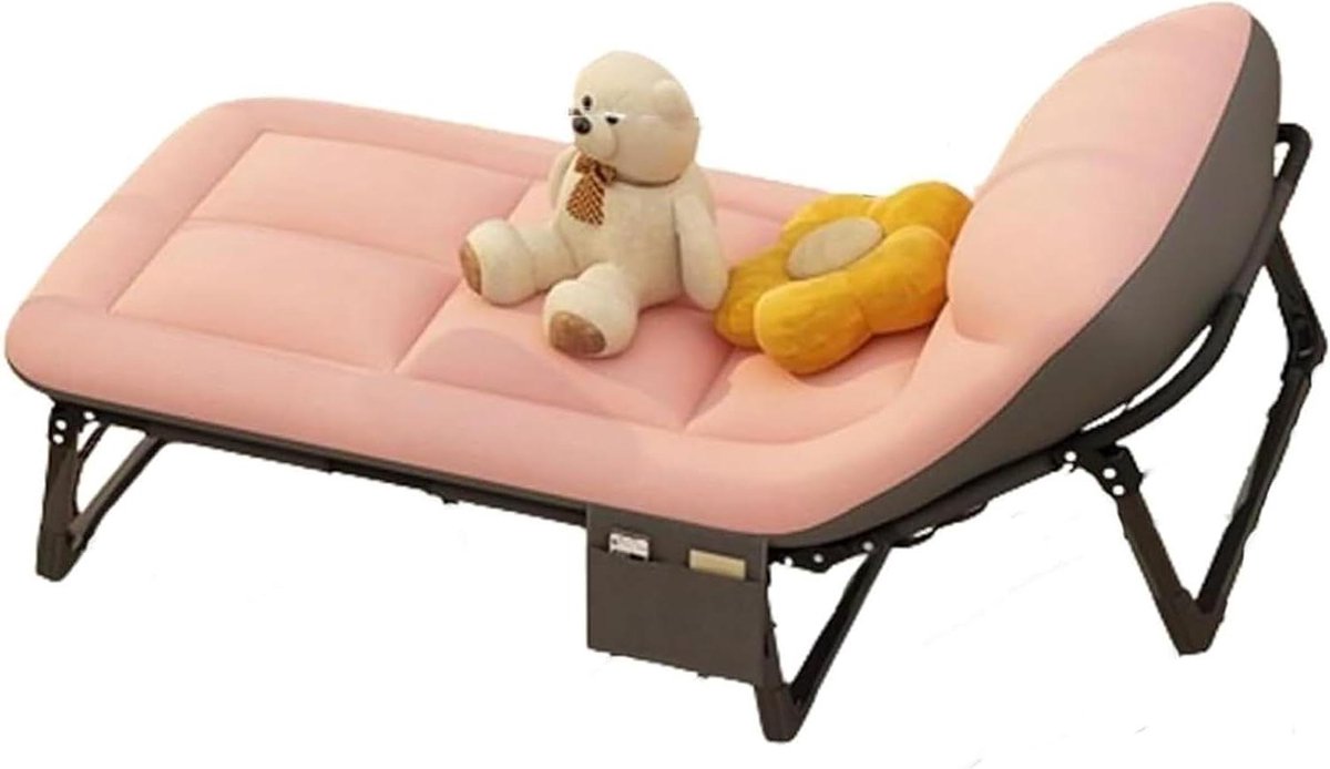 Veldbed Katoen Linnen - Campingbed Draagbaar - Buiten Ontspannen - Verstevigd Frame - 135x60cm - Beige