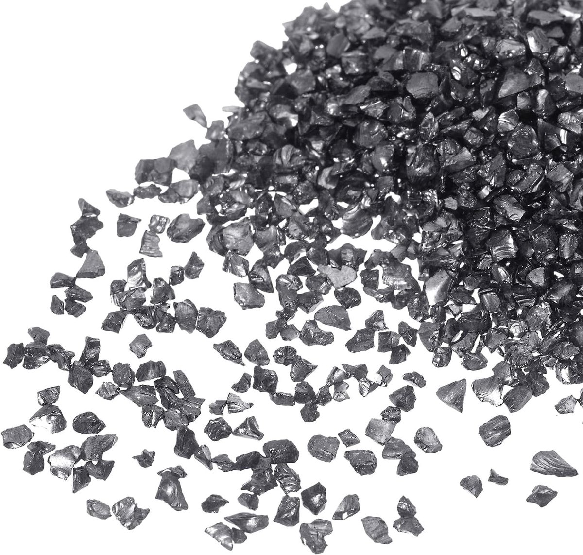 Glass Chips 10 stuks, 2-4 mm x 100 g, onregelmatig metallic glas, zwart, voor doe-het-zelf decoratie, knutselen, nagelkunst, geëmailleerd oppervlak