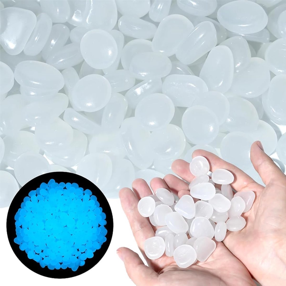 100 stuks lichtstenen voor tuin, tuinmeubelen, decoratie voor tuin, terrarium, paden, binnenplaats, bloempot, aquarium, zwembad (wit)