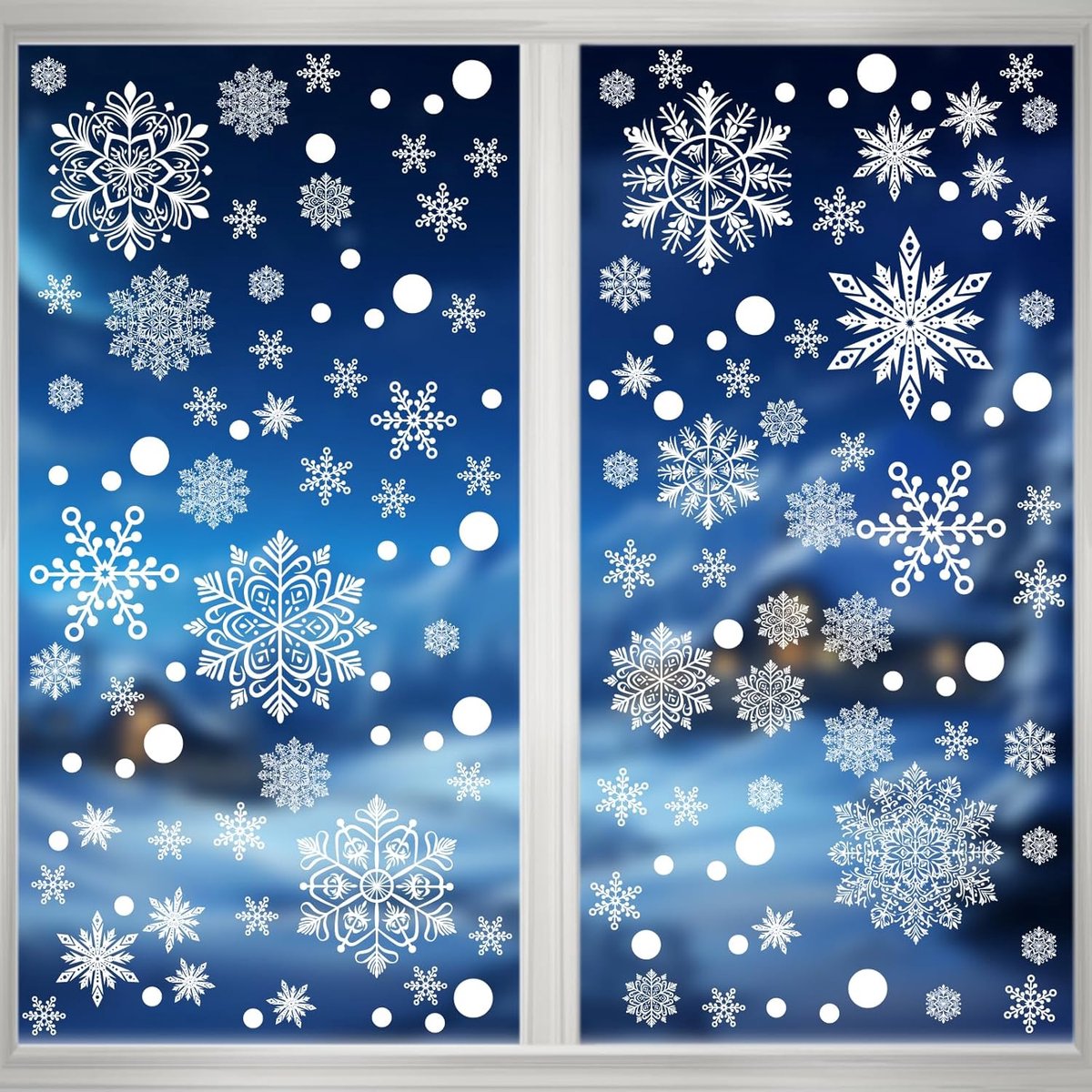Raamstickers kerst, sneeuwvlokken raamstickers kerst, zelfklevend, wit, raamdecoratie, winter, herbruikbare raamstickers sneeuwvlokken voor kerstdecoratie