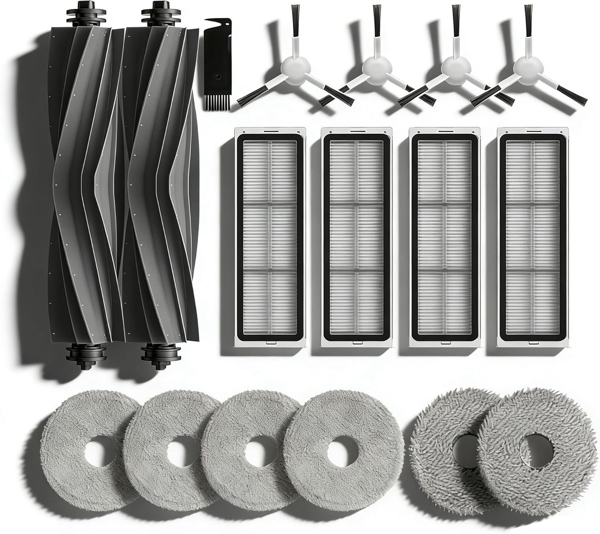 Accessoires voor Dreame L10s Pro Ultra, L10 Prime L10s Pro Gen 2, L10s Plus, 2 x Hoofdborstels, 6 x Dweildoeken, 4 x Filter, 4x Zijborstels, Reserveonderdelen