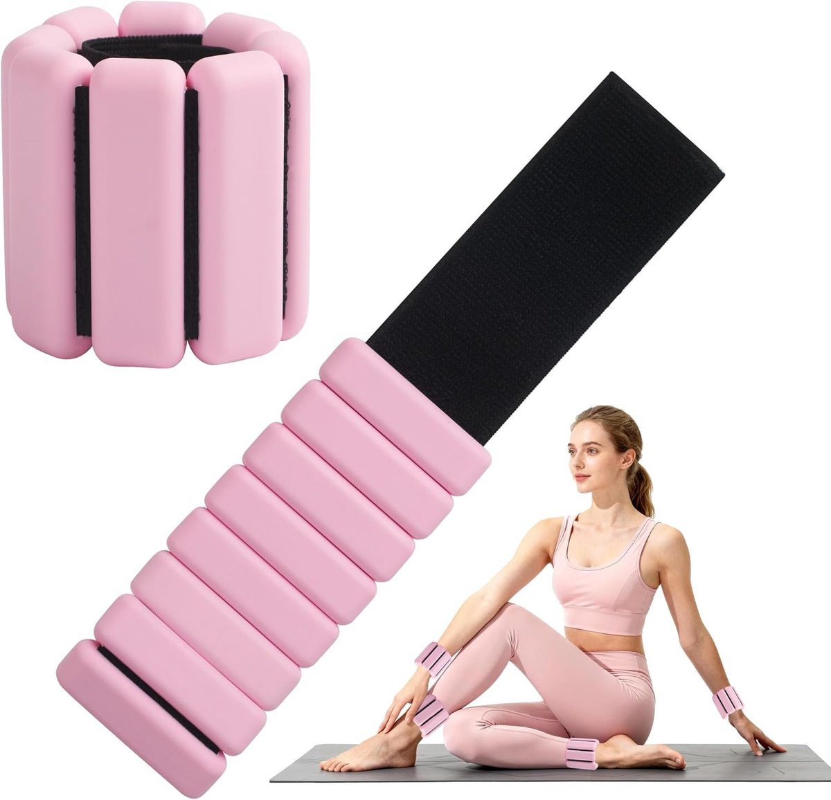 2 Stuks Instelbare Roze Gewichtsbands (Elk 0,45 Kg), Draagbare Polsgewichten En Enkelgewichten, Pilates Gewichten Gewichten Voor Benen En Armen Als Ankle Weights Voor Yoga, Dans, Cardio