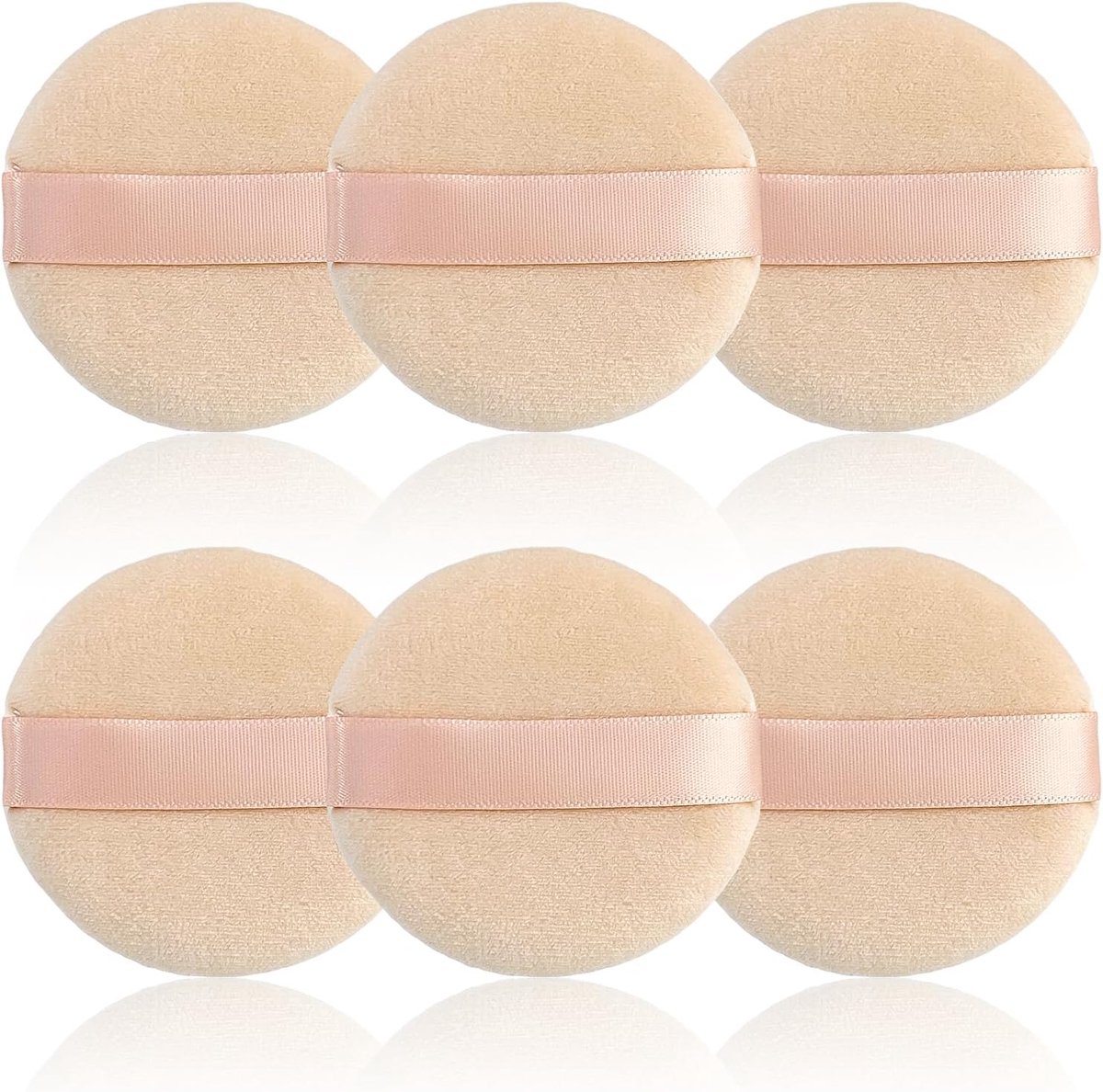 6 stuks poederdons, zachte ronde poederdons, fixerende poederdons voor losse poeder, 6 cm make-up sponsjes voor gezicht en lichaam