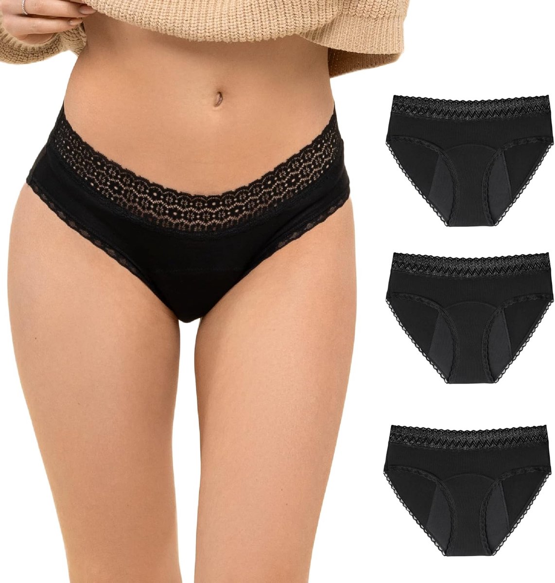 broek menstruatie in organisch organisch katoen - L - Onder kleding 4 anti -lekkende absorberende lagen - wasbare hygiënische bescherming voor regel