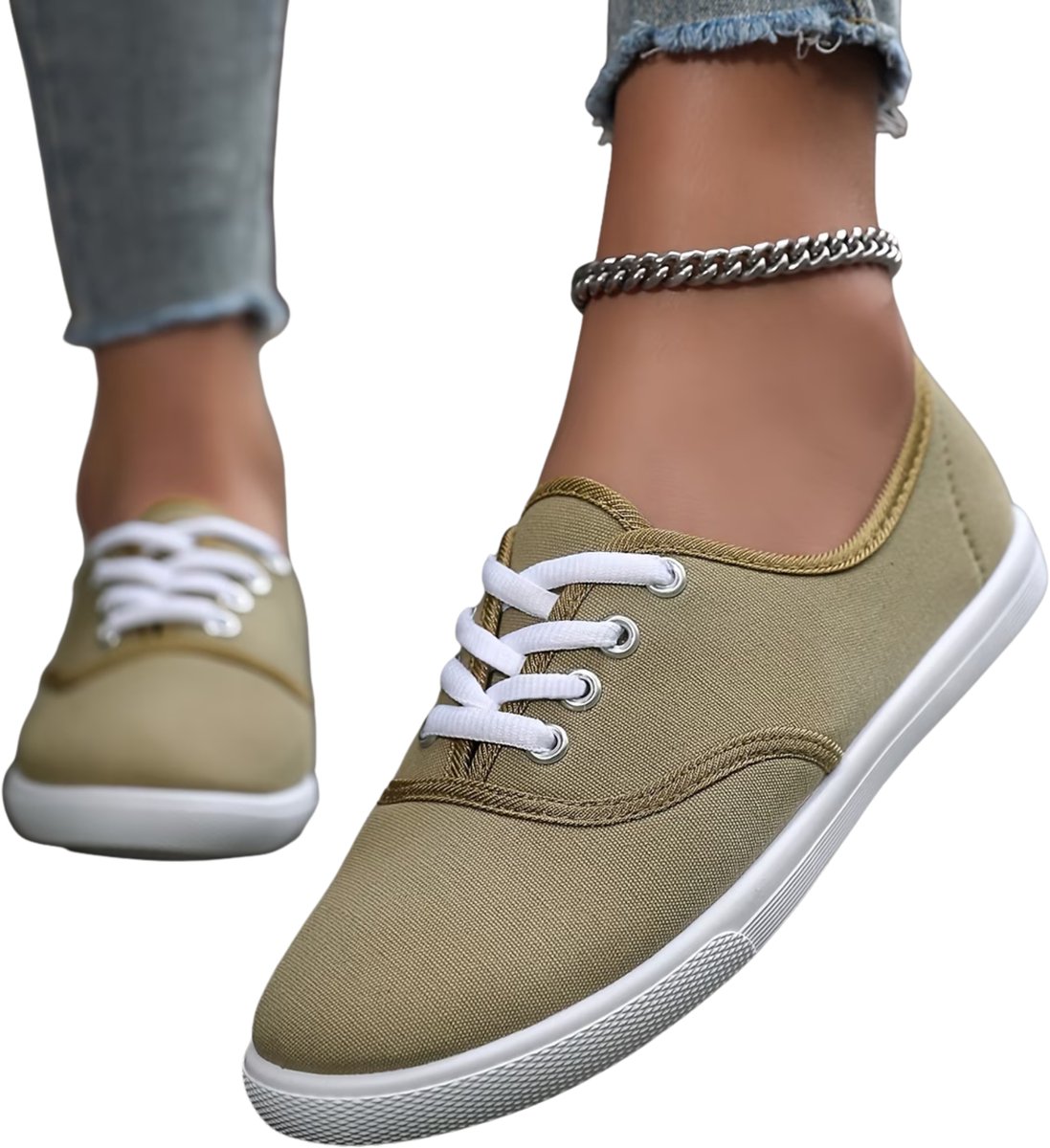 Currero Schoenen Dames Sneakers Comfortabel Slippers Casual Volwassenen Donkerkhaki 44 Donker Kaki
