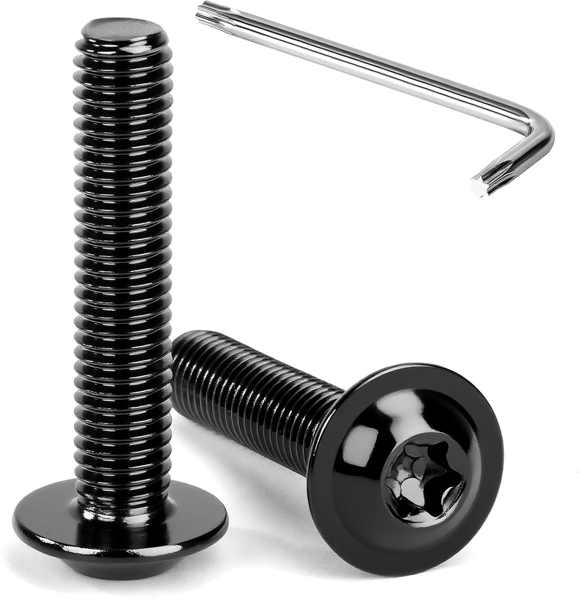 Lenskopschroeven Torx met flens, M8 x 40 mm, zwart, zeskantschroef van roestvrij staal, A2 V2A, machineschroeven met inbus, volledige schroefdraad, 20 stuks