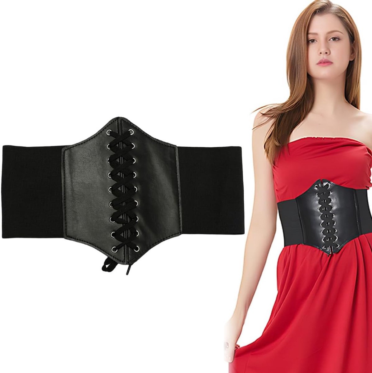 Corsage Riem Vrouwen Gebonden Waspie Riem Vintage Elastische Taille Riem Leer Vetersluiting Brede Band Pirate Corsage Brede Vetersluiting Riem Voor Vrouwen Corsage Riem Voor Halloween