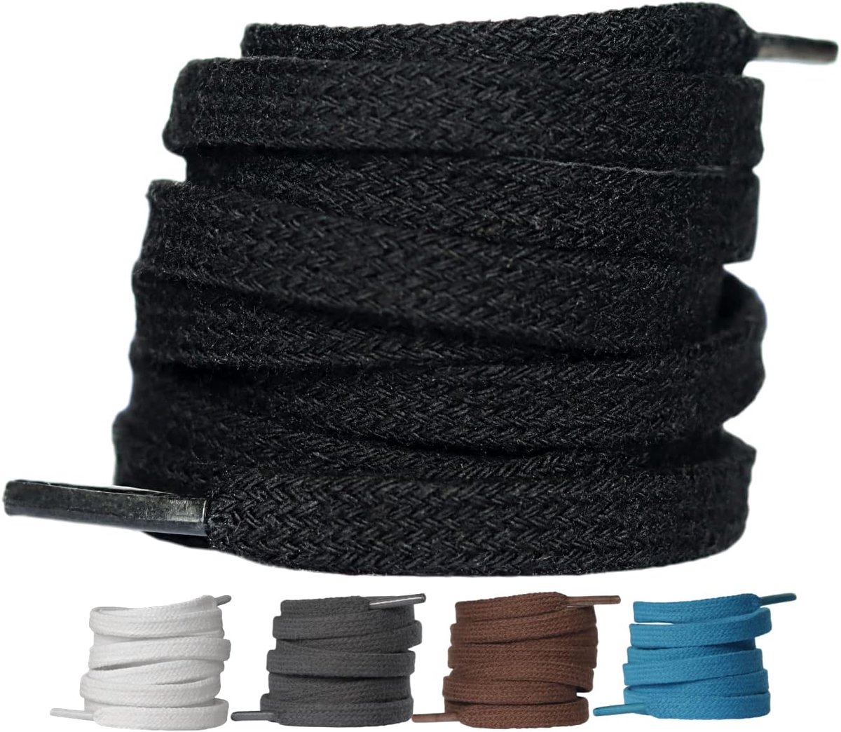 Schoenveters, 100% katoen, platte scheurvaste schoenveters voor sneakers, sportschoenen, loopschoenen, gymschoenen