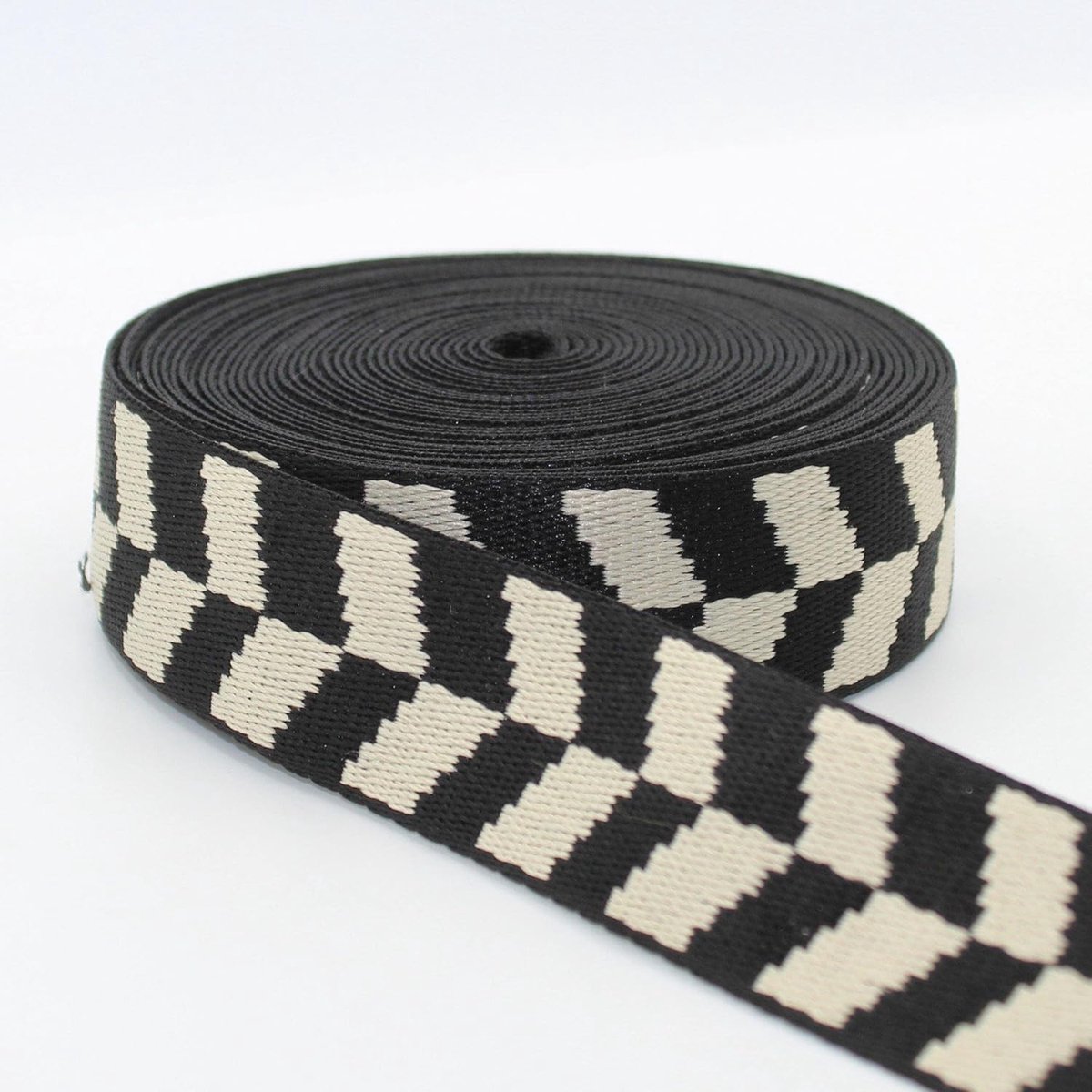 5 meter riem met geometrisch pijlpatroon, 38 mm, zacht, glanzend, voor tassen, schouderbanden, riemen, lederwaren (39 zwart/wit)