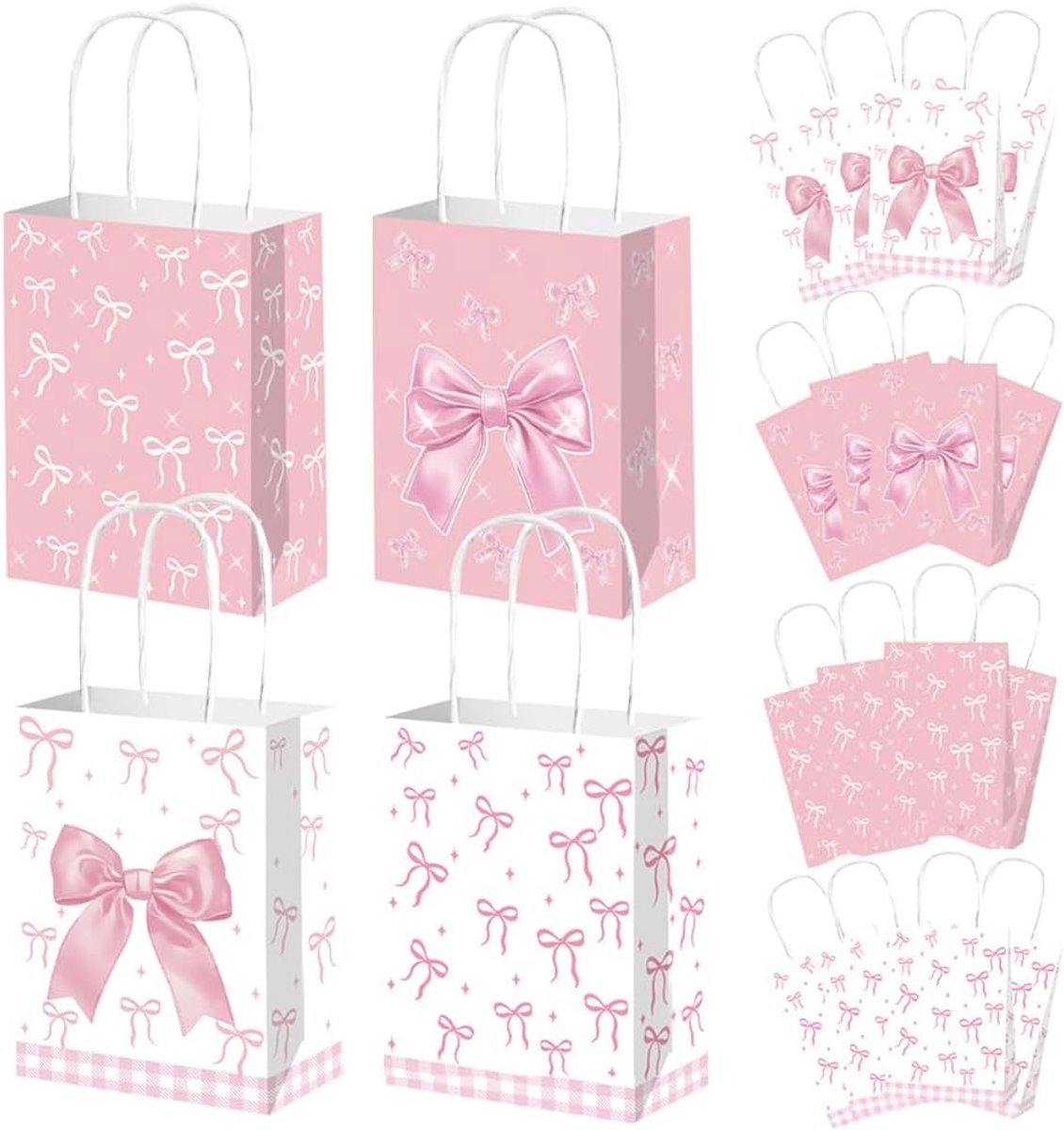 Geschenkzakjes, papieren strikken, feestzakjes, kinderverjaardag, snoepzakjes, boog, verjaardagen, decoratie, strikken, geschenkzakjes, papier, cadeauzakjes, bruiloft, party, decoratie, roze