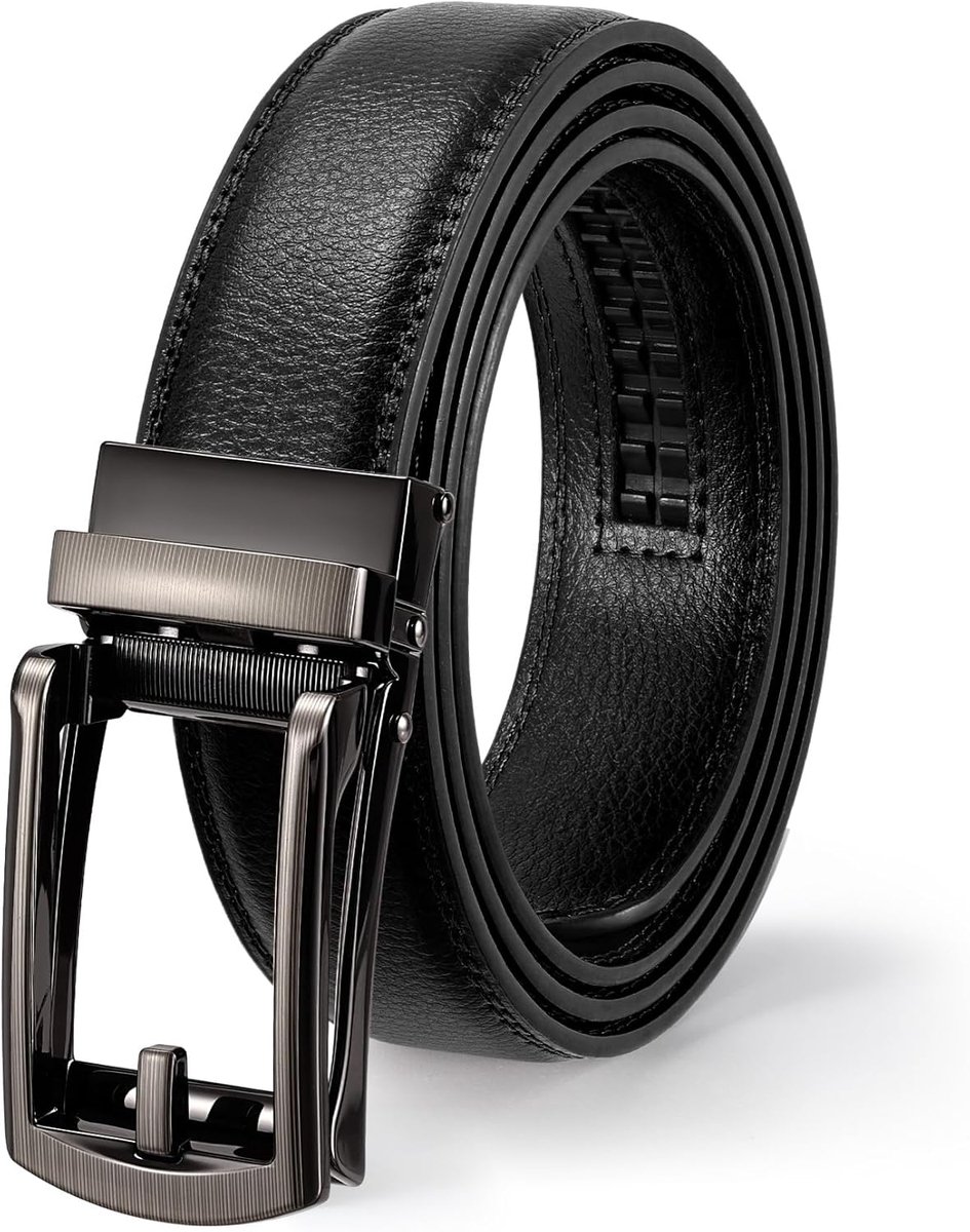 Leren herenriem, automatische riem, zonder gaten, voor pak en vrije tijd, 33 mm breed