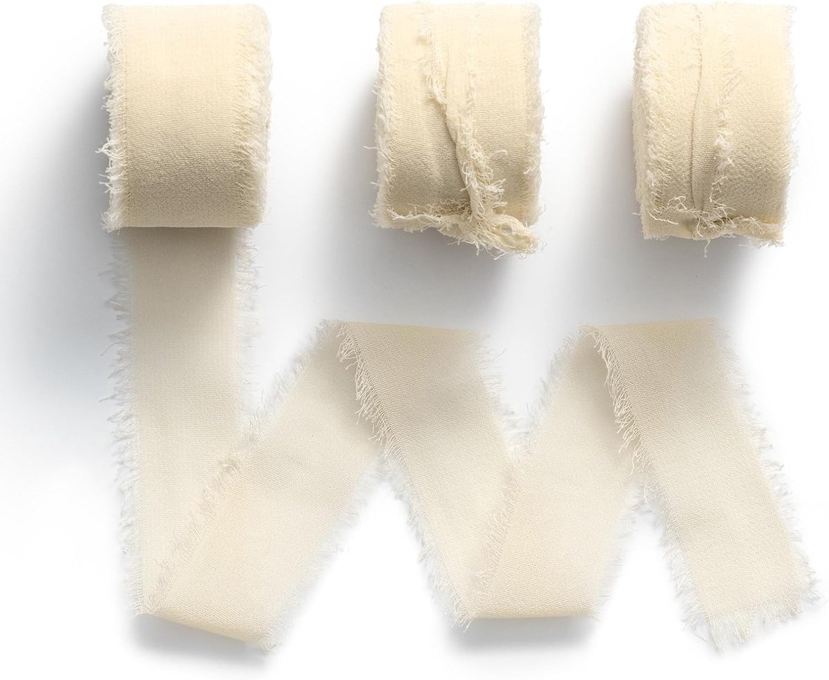 Chiffon lint Champagne Cadeaulint Breed Lint Geschikt voor Bruiloft,Bruidsboeket,Cadeauverpakking,DIY-Project,Knutselen,2,5 cm x 6,4 m