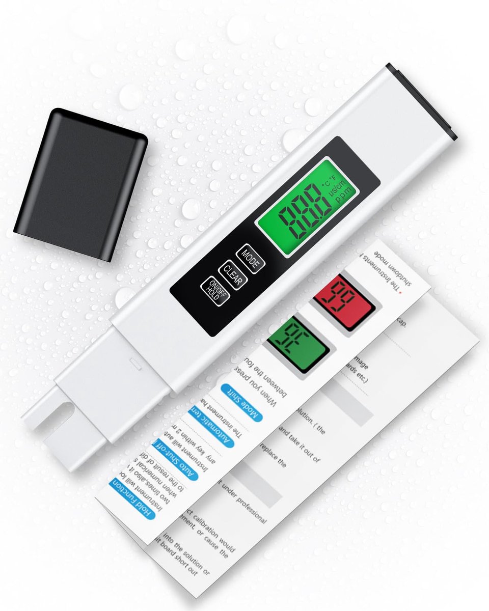 3-in-1 TDS-meetapparaat, digitale watertester met TDS EC en temperatuur (℃/℉), 0-9999 ppm, waterkwaliteitstester voor drinkwater, fontein en aquarium