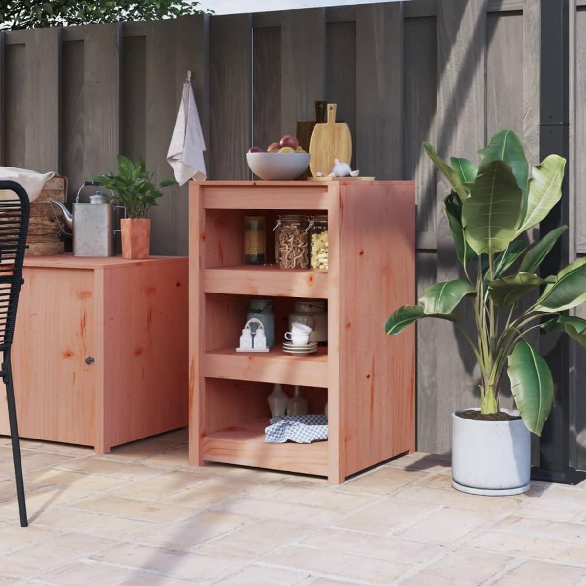 Houten Keukenkast - Buitenkeuken Kast - Opbergen Keukengerei - Modulair Ontwerp - 55x55x92 cm - Natuurlijk Douglas