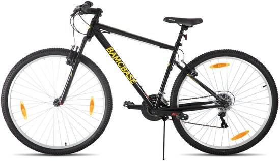 BAMCBASE Agave Voorvering Mountainbike - 29 inch - Carbonstalen Frame - 18 Versnellingen - Handrem - V-Brake - Spatborden - Grijs - Geschikt voor buitenactiviteiten in de lente van Bamcbase — afbeelding 2