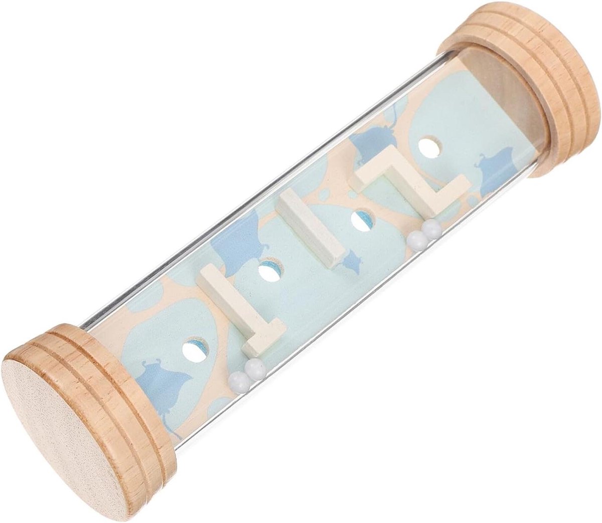 Regenmaker Speelgoed - Regenbuis Muziekinstrument - Sensorisch Spel - Dubbele Doolhof Ervaring - 15.5 cm - Beige