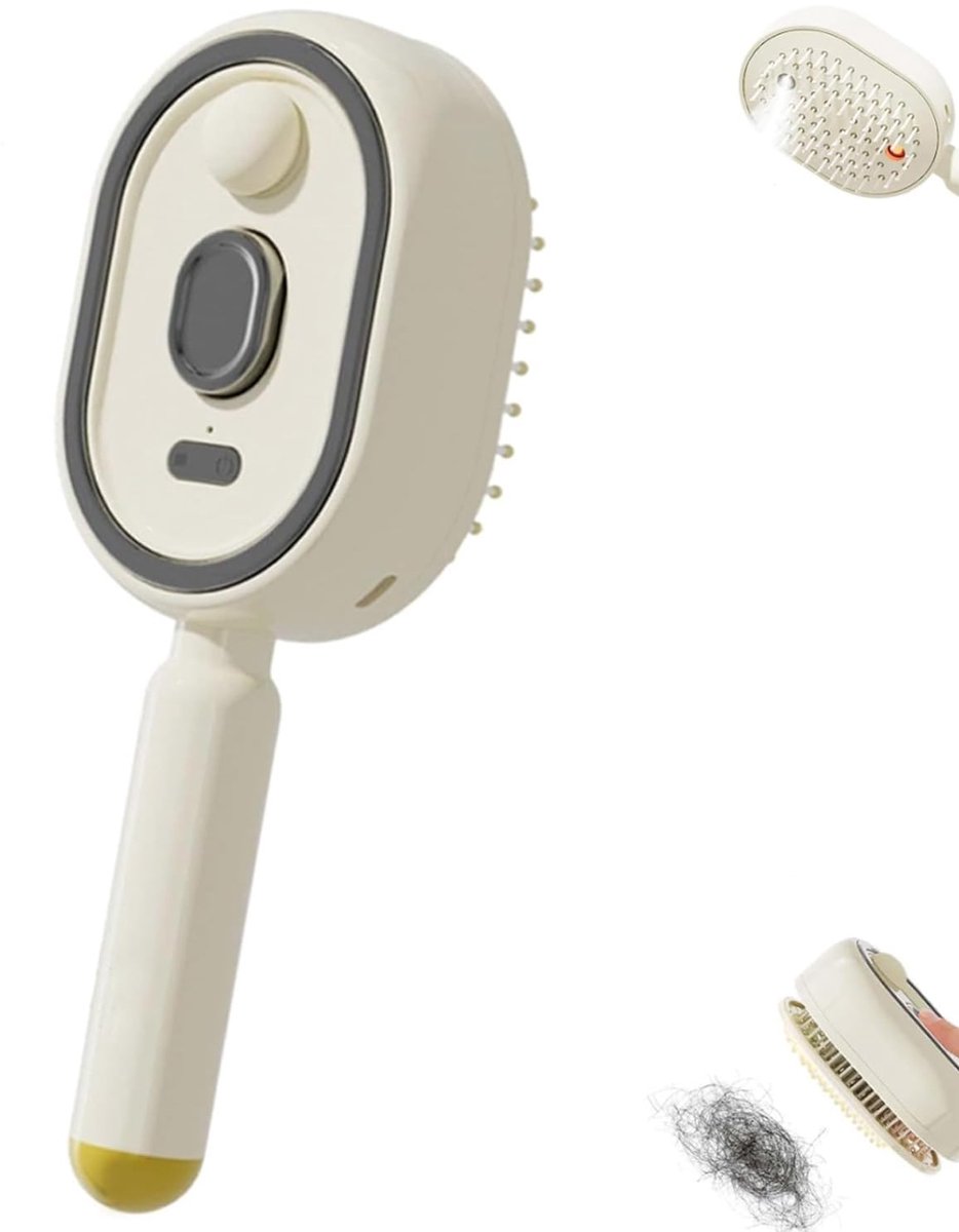Elektrische spray- en massagehaarborstel, 3-in-1 elektrische spray- en luchtkussenmassagekam, oplaadbare elektrische stoomborstel voor het ontwarren van haar, antistatisch voor pluizig haar en hoofdhuidverzorging (wit)