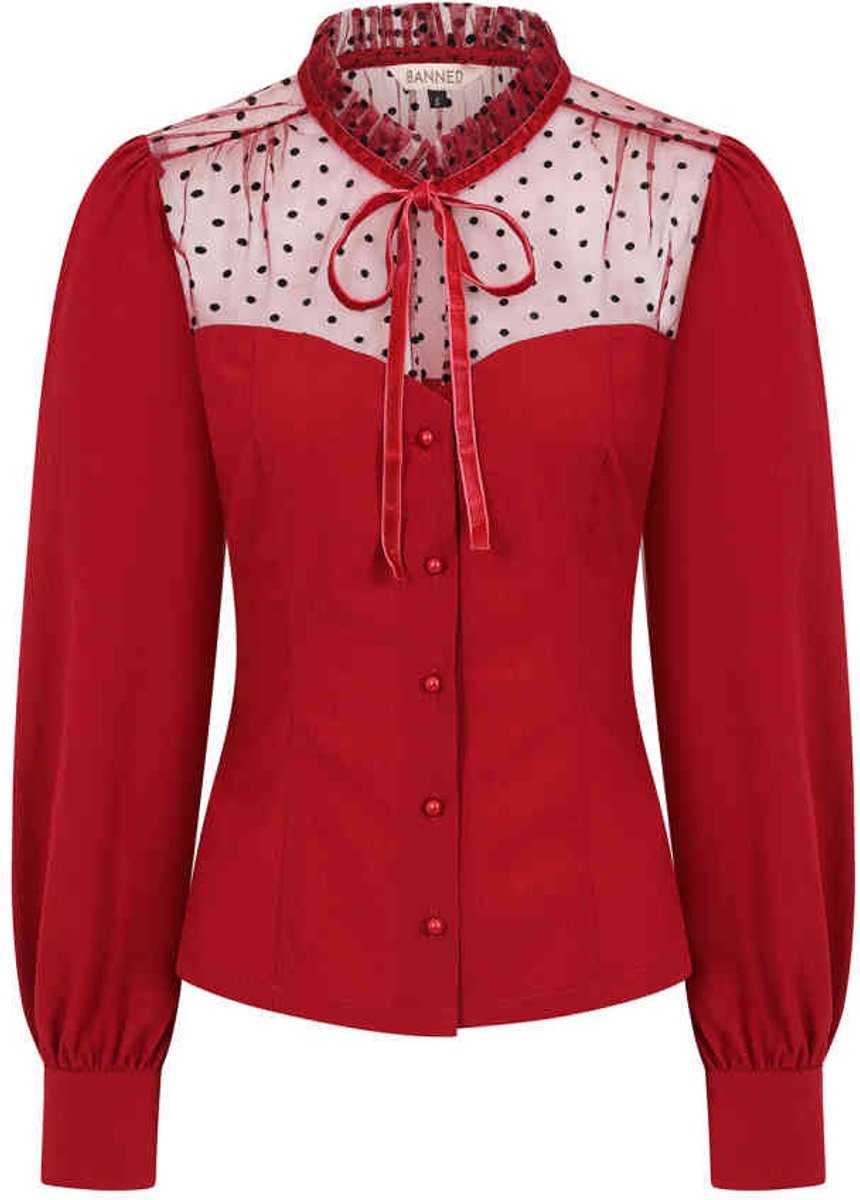 Banned - Luna Blouse - M - Bordeaux rood