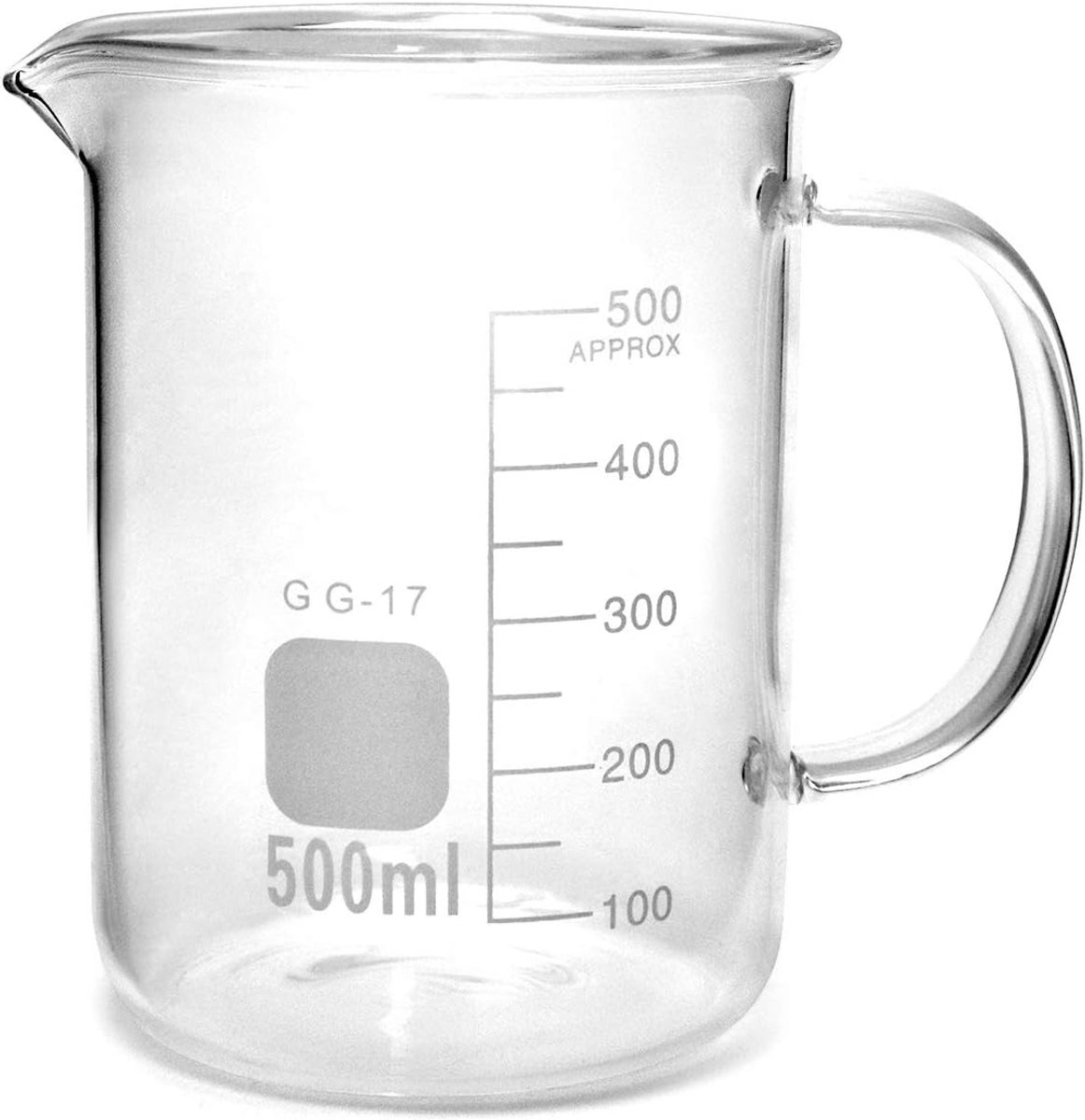 SnelShoppen - Maatbeker met Handvat, Borosilicaatglas, 500 ml - Perfect voor Keuken, Bakken en Messen, Hittebestendig en Duurzaam, Transparant en Prak