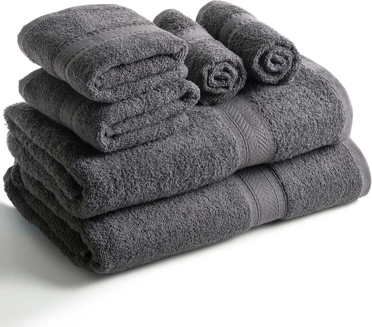 SnelShoppen - Sweet Needle 6-delige handdoekenset - 2 badhanddoeken, 2 handdoeken, 2 washandjes, zacht katoen, hotel-spa-kwaliteit, snel absorberend,